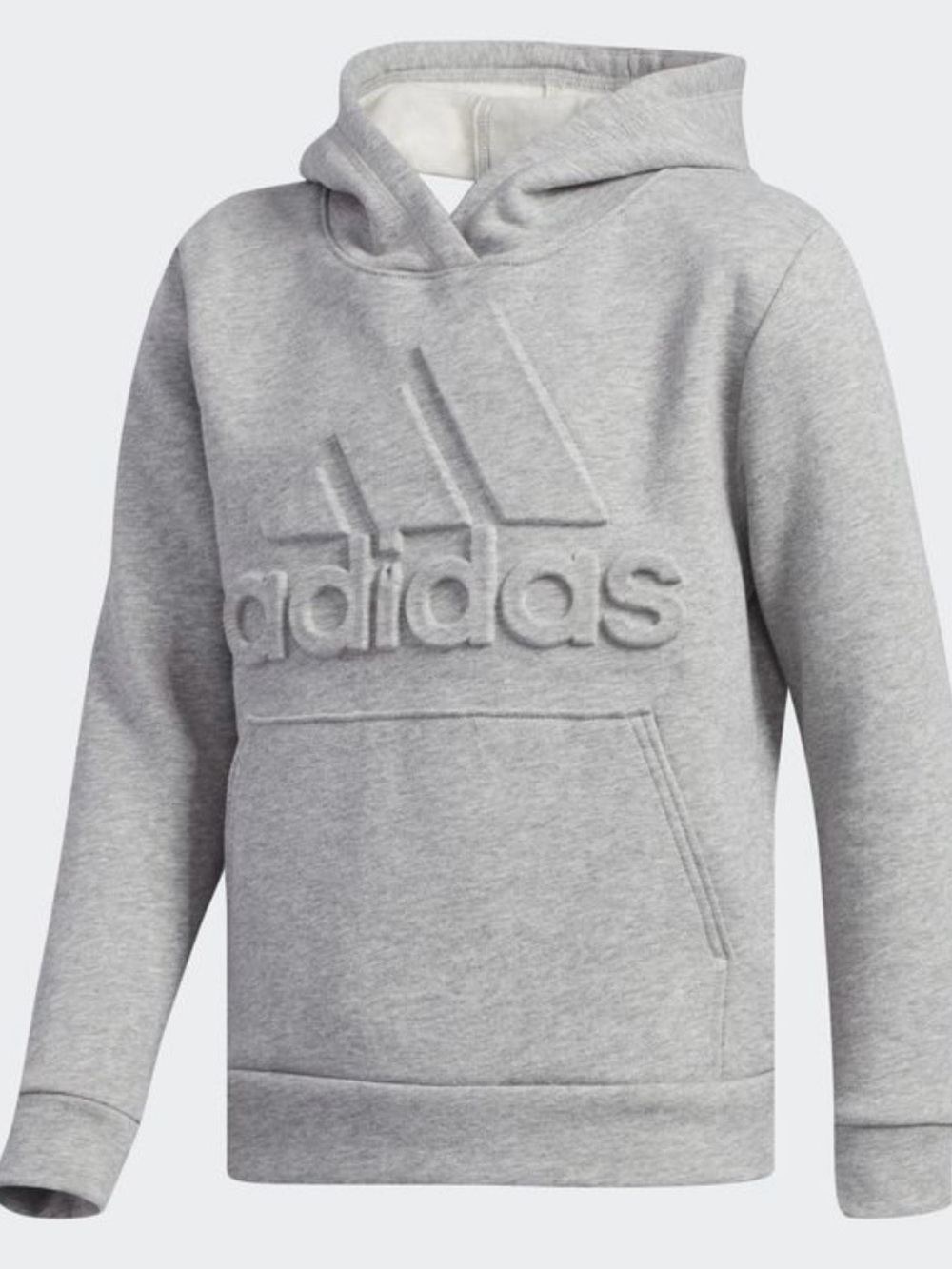 Youth adidas Light Gray Fleece Hoodie with Logo Tag